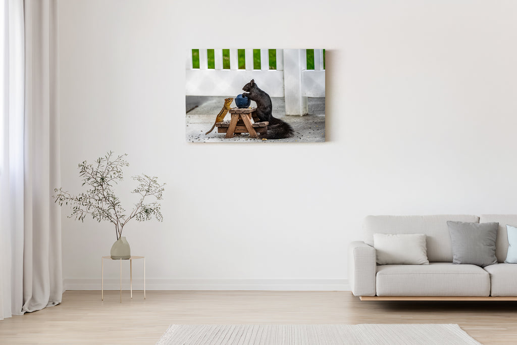 Chipmunk and Squirrel Picnic Time - HD Acrylic Print